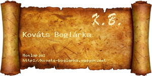 Kováts Boglárka névjegykártya